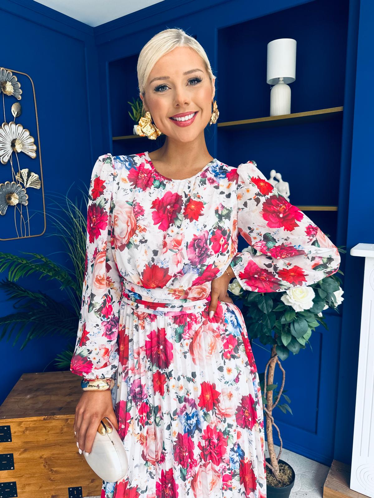 Croia Banded Midi Dress Floral White