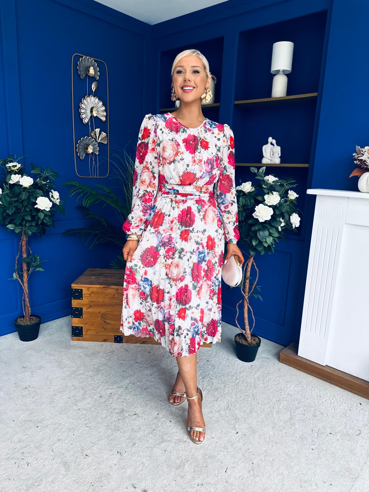 Croia Banded Midi Dress Floral White