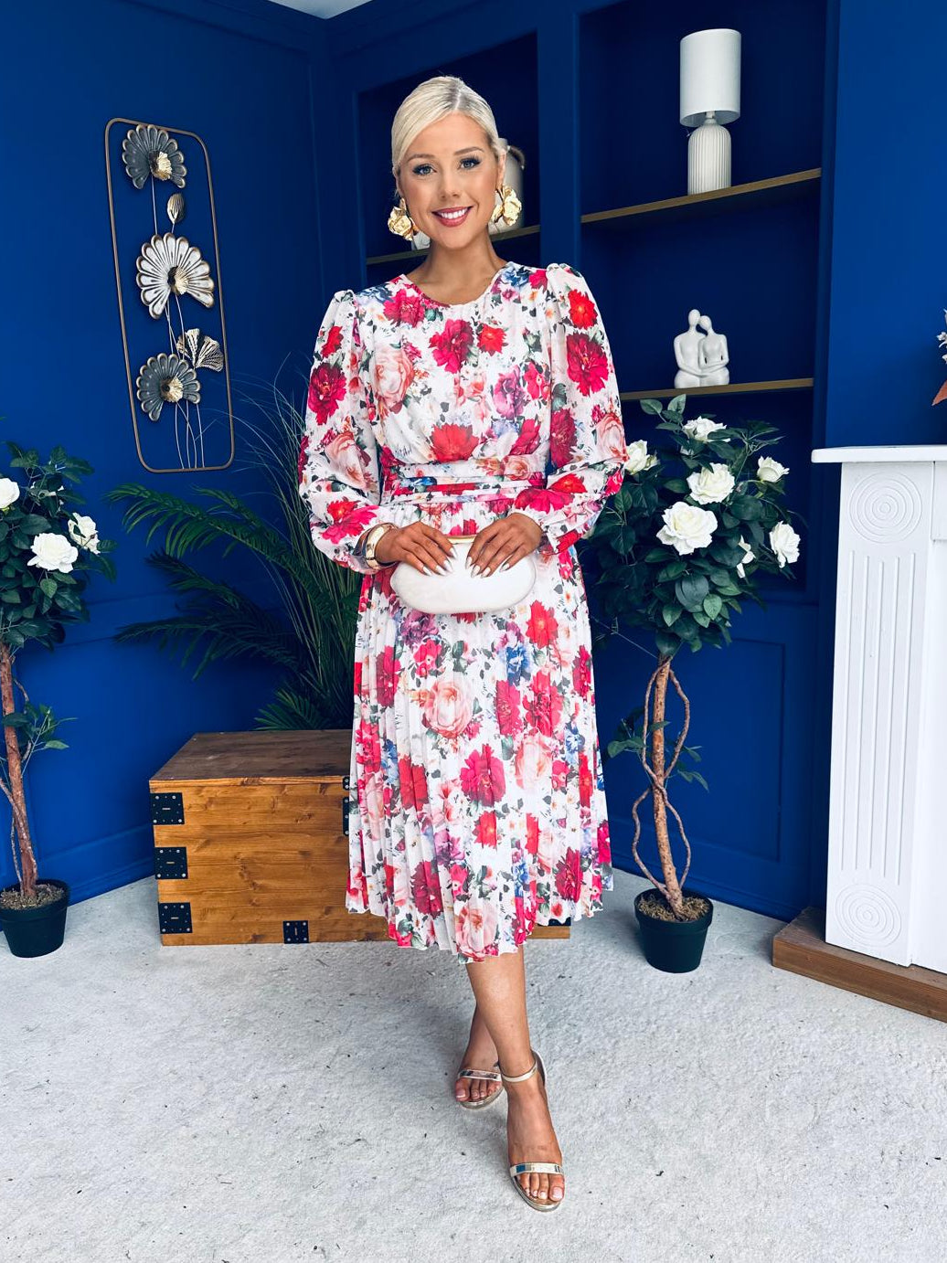 Croia Banded Midi Dress Floral White