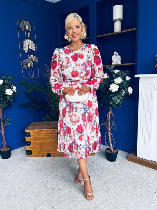 Croia Banded Midi Dress Floral White