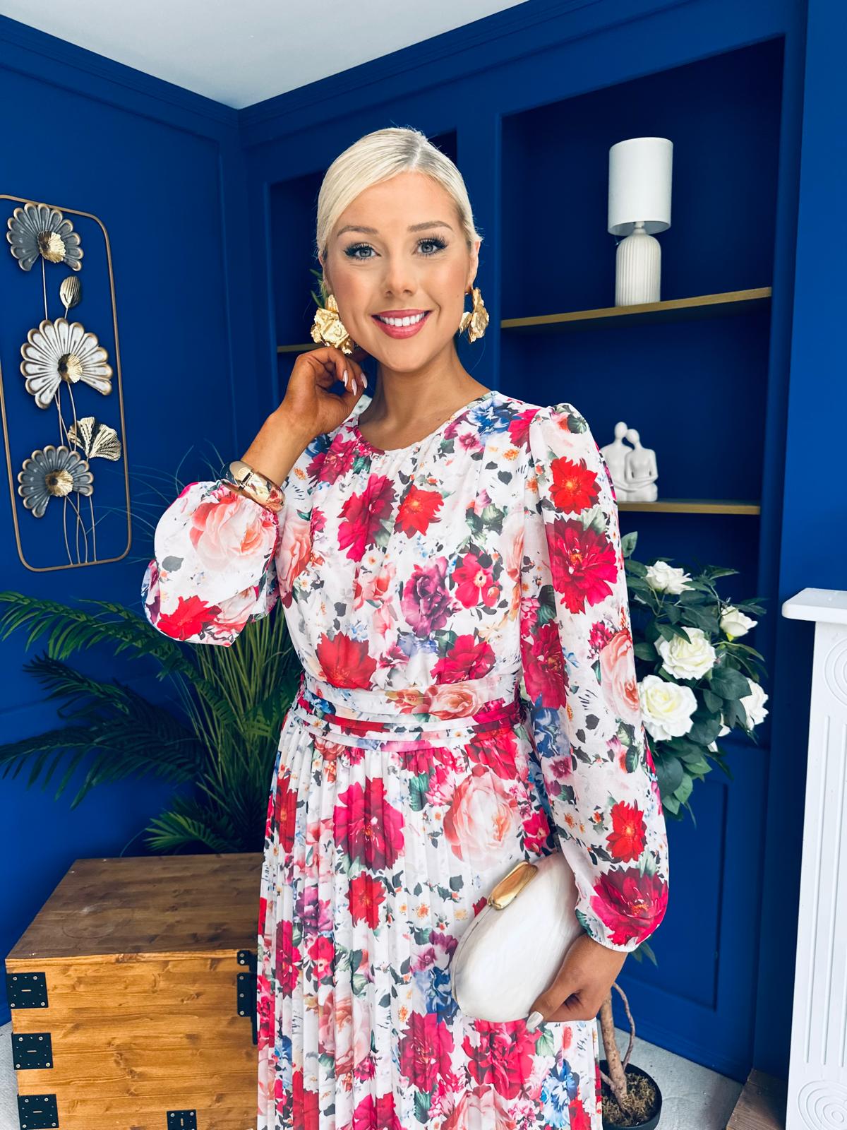 Croia Banded Midi Dress Floral White