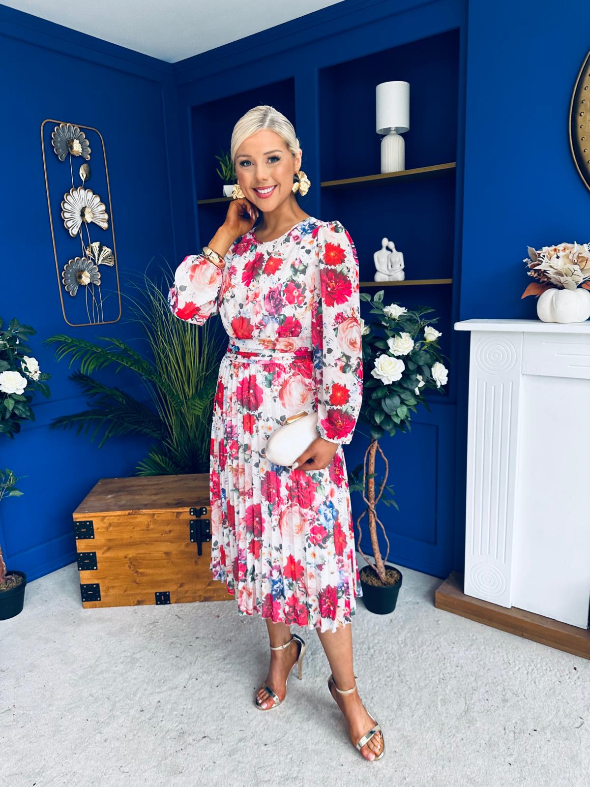 Croia Banded Midi Dress Floral White