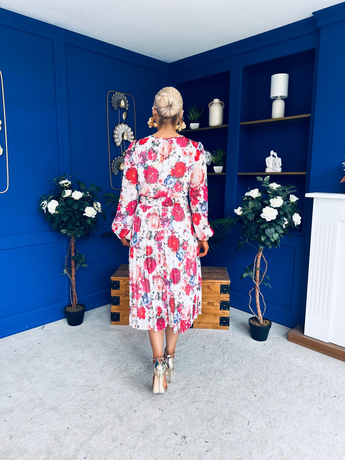 Croia Banded Midi Dress Floral White