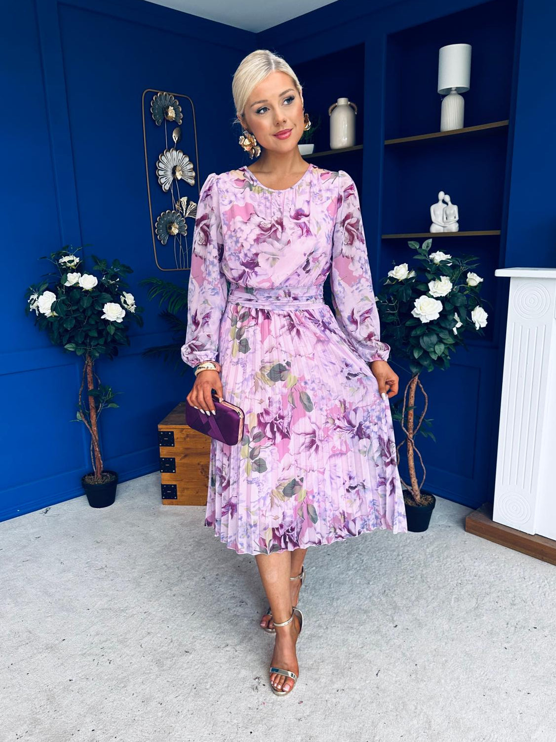 Croia Banded Midi Dress Floral Lilac