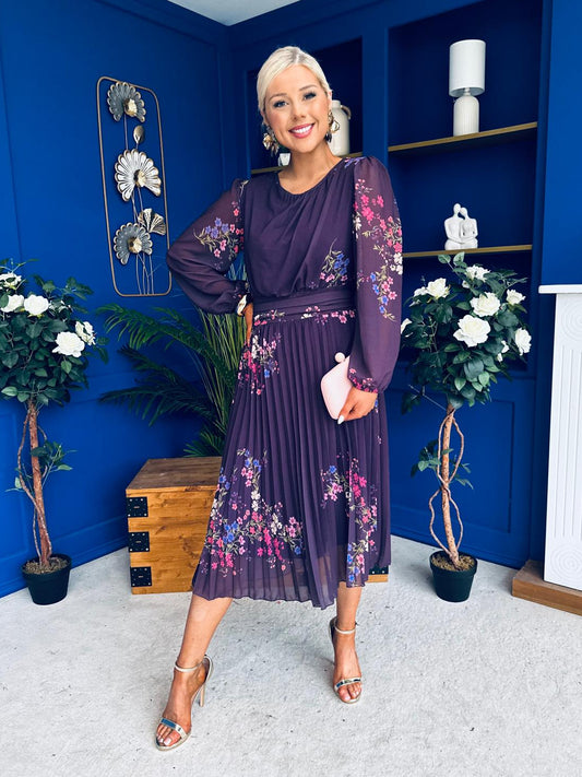 Croia Banded Midi Dress Floral Purple