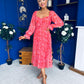 Roisin Detailed Midi Dress Floral Coral