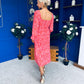 Roisin Detailed Midi Dress Floral Coral