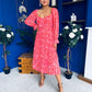 Roisin Detailed Midi Dress Floral Coral