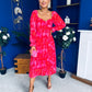 Roisin Detailed Midi Dress Bow Red