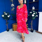 Roisin Detailed Midi Dress Bow Red