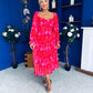 Roisin Detailed Midi Dress Bow Red