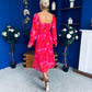 Roisin Detailed Midi Dress Bow Red