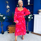 Roisin Detailed Midi Dress Bow Red