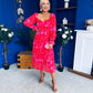 Roisin Detailed Midi Dress Bow Red