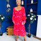 Roisin Detailed Midi Dress Bow Red