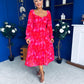 Roisin Detailed Midi Dress Bow Red