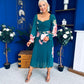 Roisin Detailed Midi Dress Floral Green