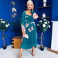 Roisin Detailed Midi Dress Floral Green