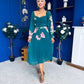Roisin Detailed Midi Dress Floral Green