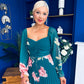 Roisin Detailed Midi Dress Floral Green