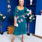 Roisin Detailed Midi Dress Floral Green