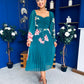 Roisin Detailed Midi Dress Floral Green