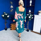 Roisin Detailed Midi Dress Floral Green