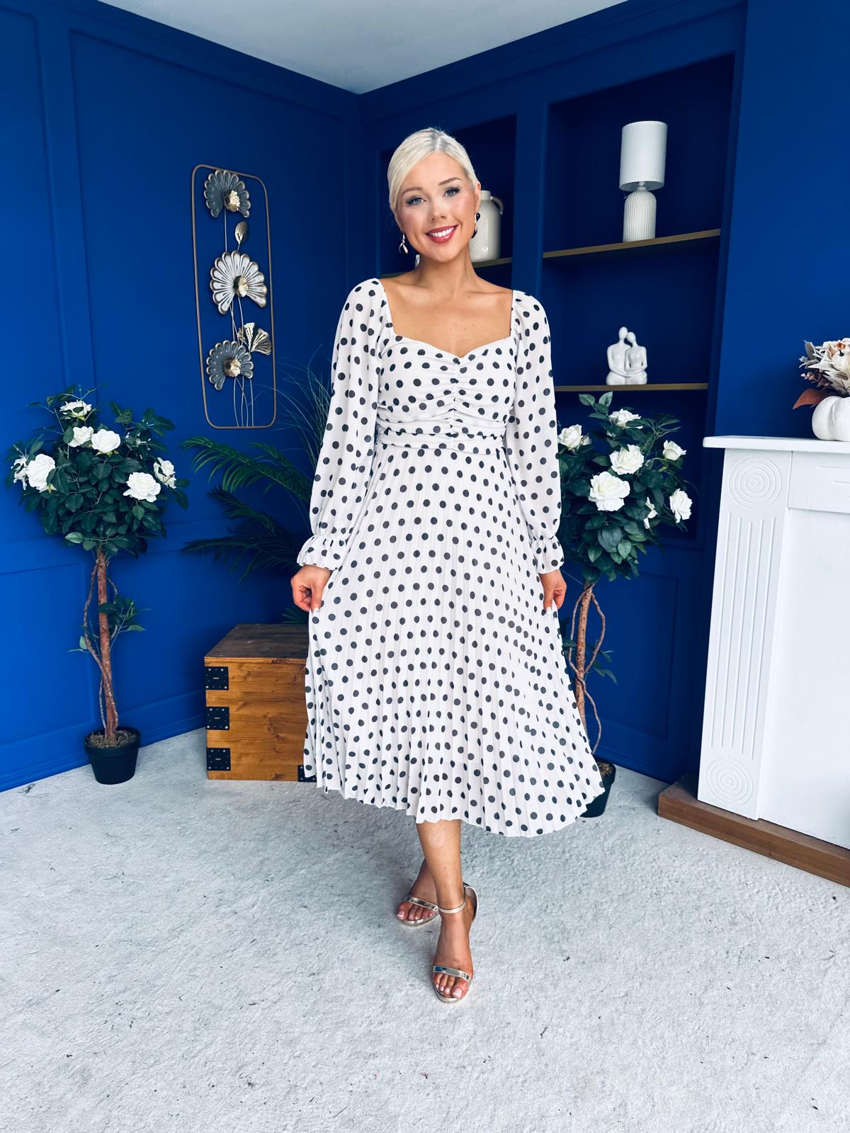 Roisin Detailed Midi Dress CreamWhite