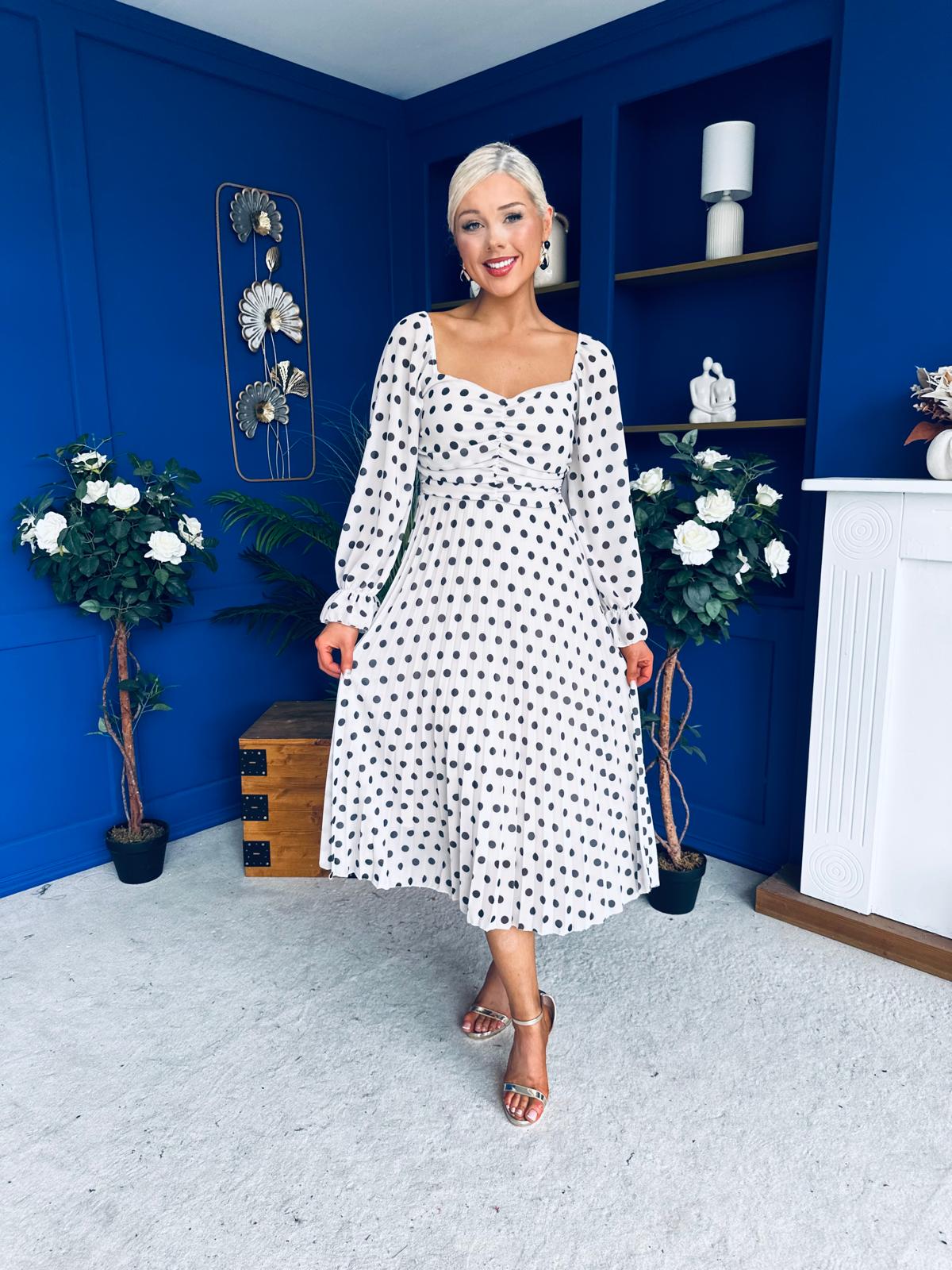 Roisin Detailed Midi Dress CreamWhite