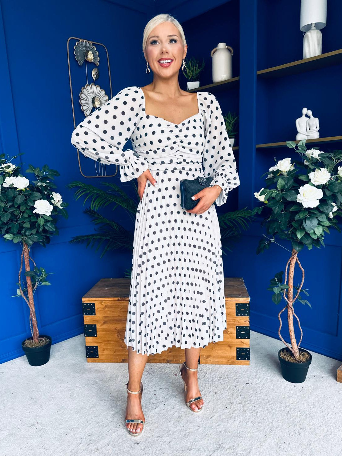 Roisin Detailed Midi Dress CreamWhite