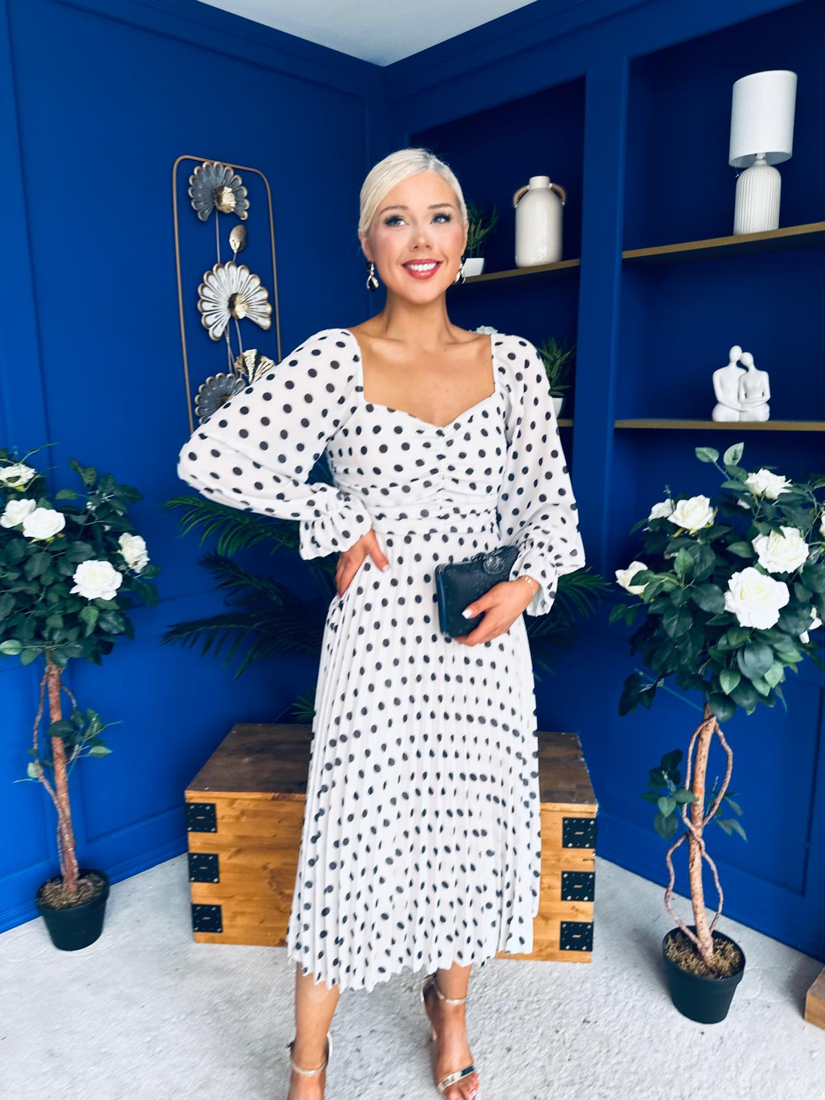 Roisin Detailed Midi Dress CreamWhite