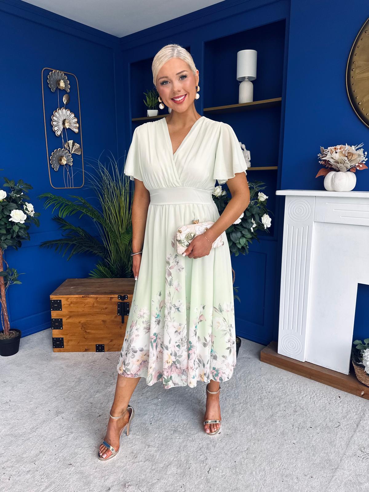Bebhinn Detailed Midi Dress Floral Mint