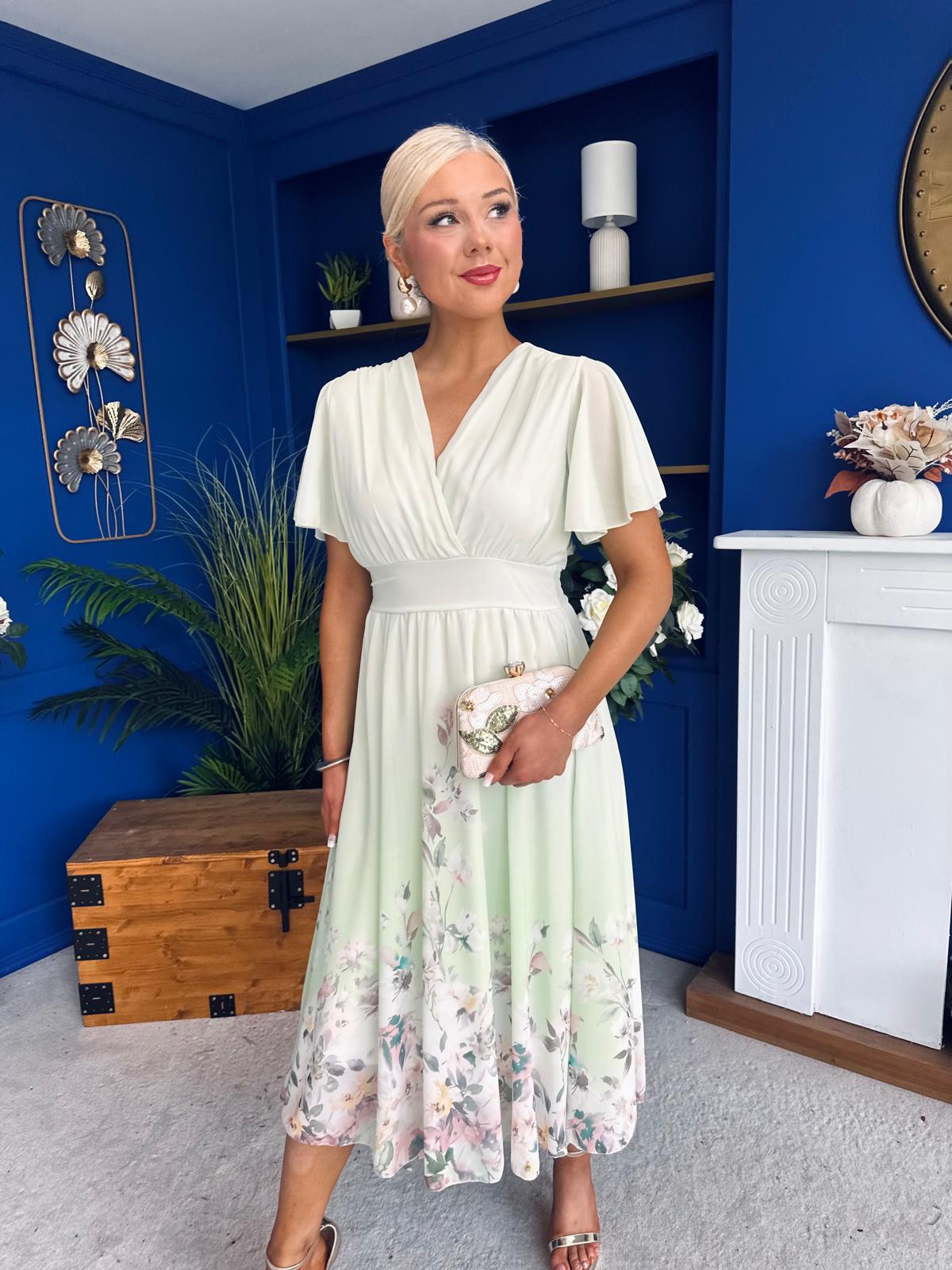 Bebhinn Detailed Midi Dress Floral Mint