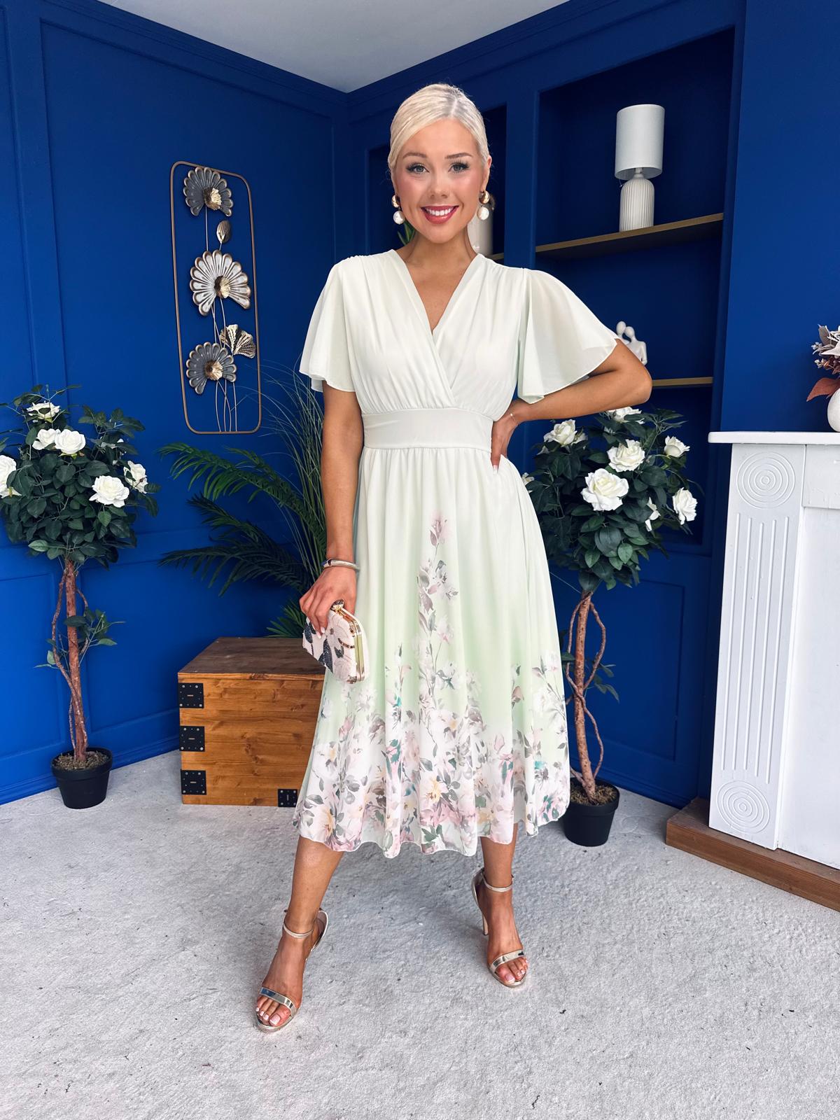 Bebhinn Detailed Midi Dress Floral Mint