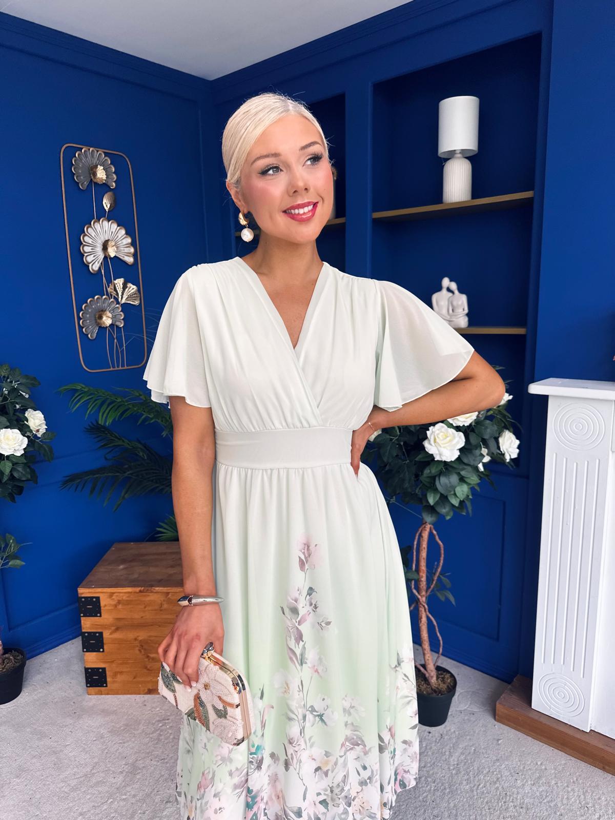 Bebhinn Detailed Midi Dress Floral Mint