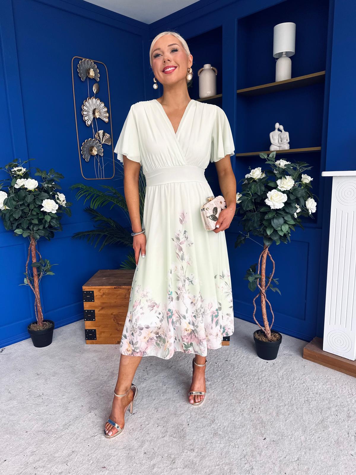 Bebhinn Detailed Midi Dress Floral Mint