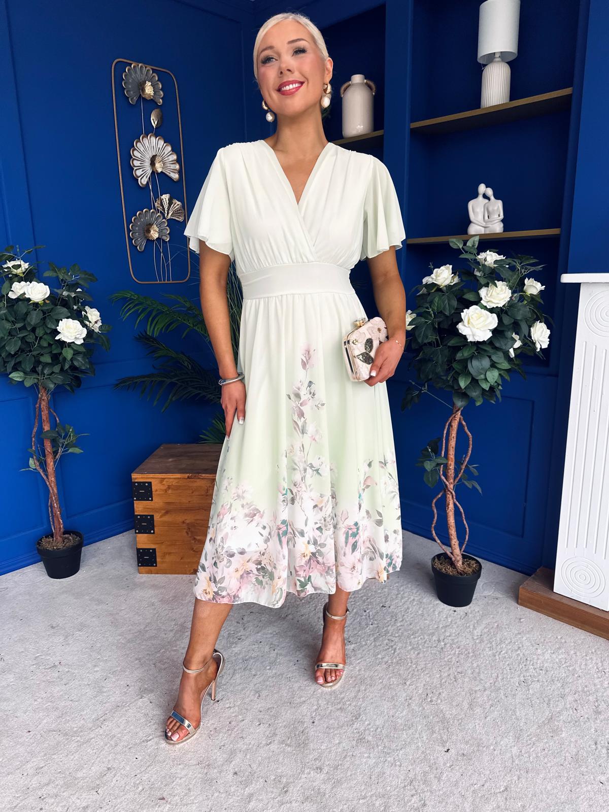 Bebhinn Detailed Midi Dress Floral Mint