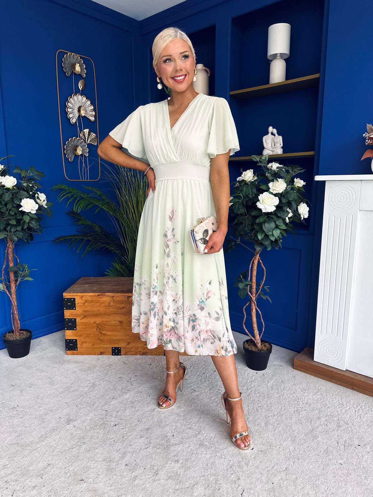 Bebhinn Detailed Midi Dress Floral Mint