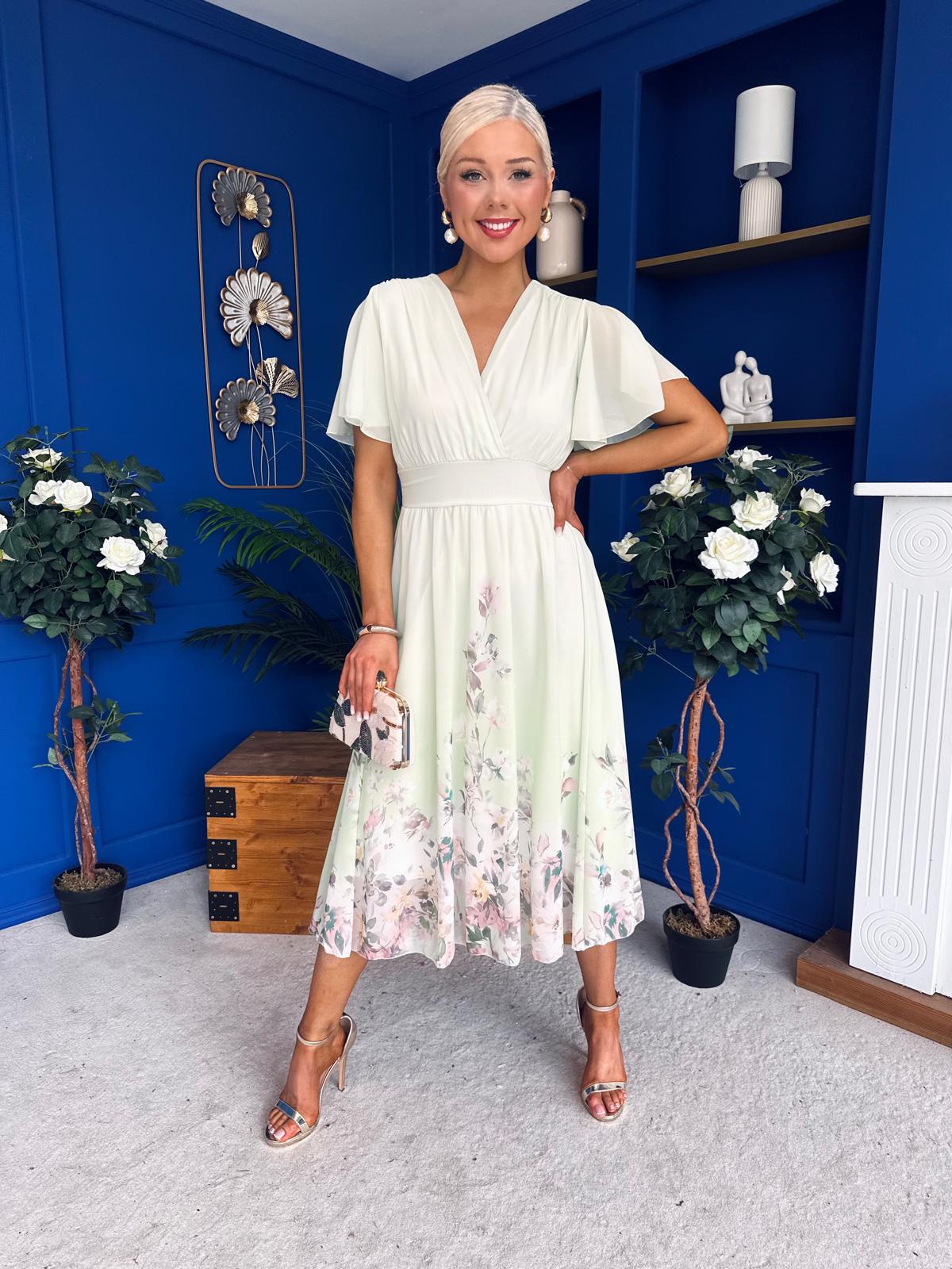 Bebhinn Detailed Midi Dress Floral Mint