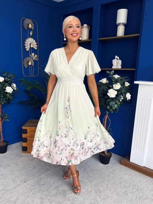 Bebhinn Detailed Midi Dress Floral Mint