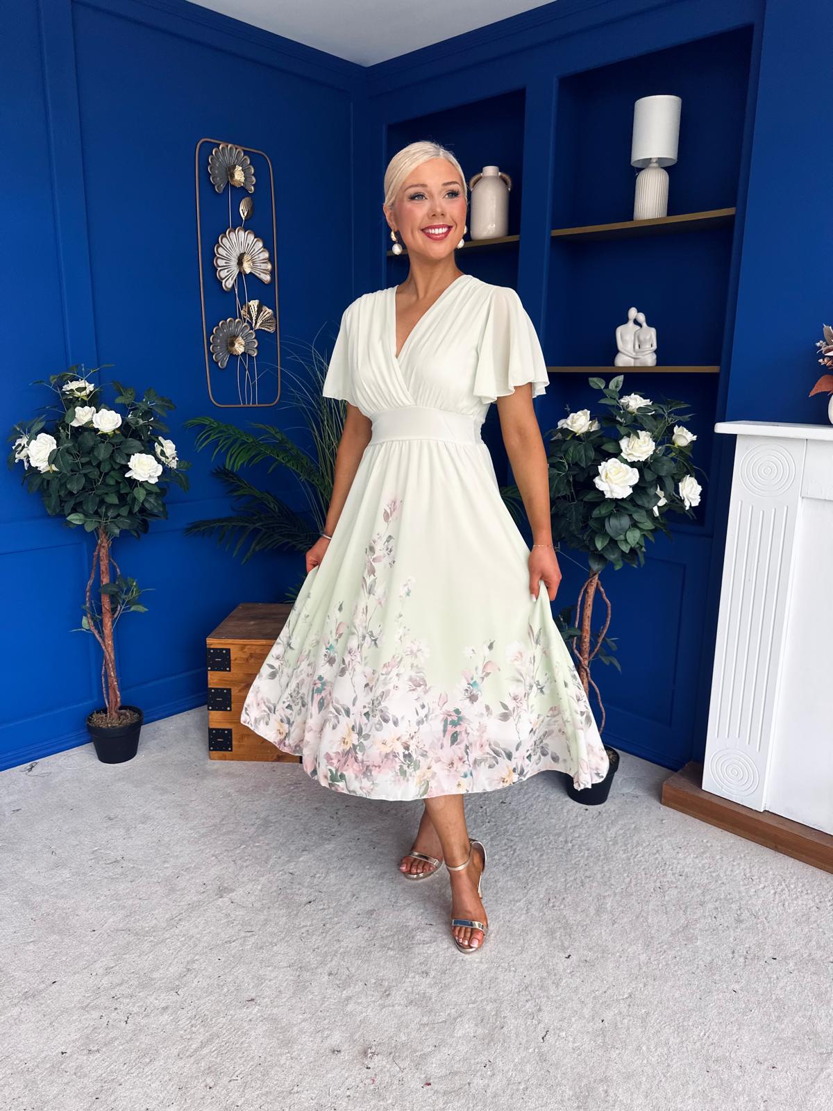 Bebhinn Detailed Midi Dress Floral Mint