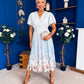 Bebhinn Detailed Midi Dress Floral Pwr Blue