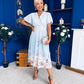 Bebhinn Detailed Midi Dress Floral Pwr Blue