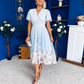 Bebhinn Detailed Midi Dress Floral Pwr Blue