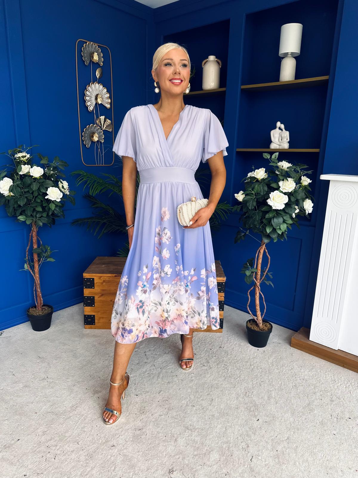 Bebhinn Detailed Midi Dress Floral Lilac