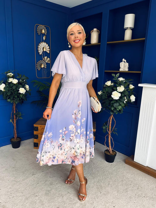 Bebhinn Detailed Midi Dress Floral Lilac