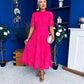 Ciava Crochet Occasion Dress Fuchsia