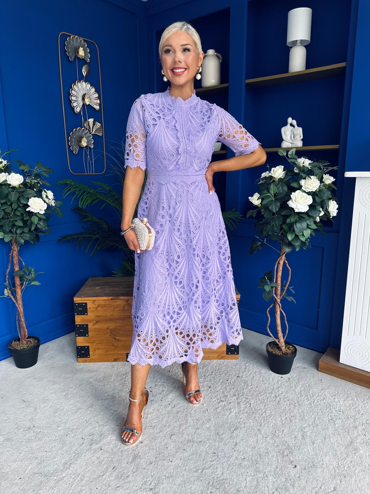 Alva Crochet Occasion Dress Lilac