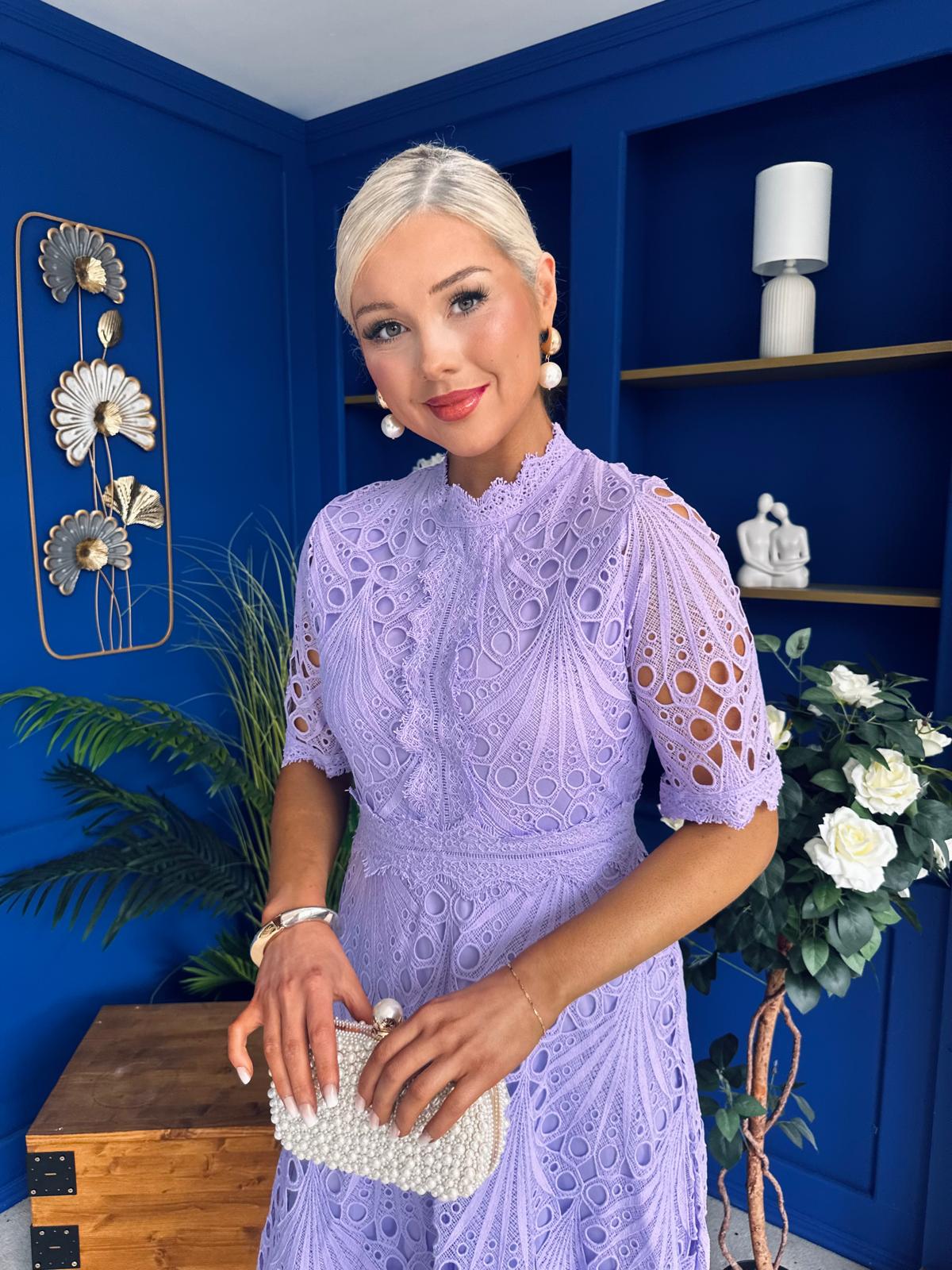 Alva Crochet Occasion Dress Lilac