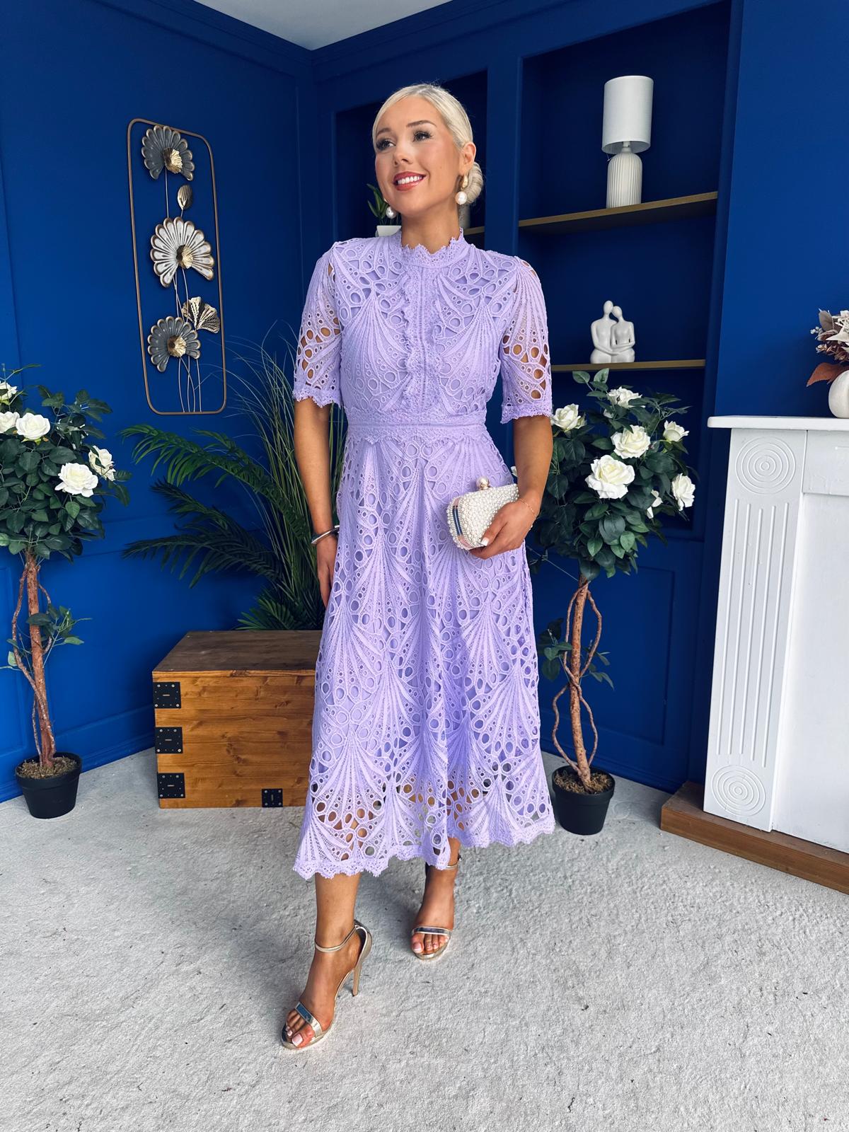 Alva Crochet Occasion Dress Lilac